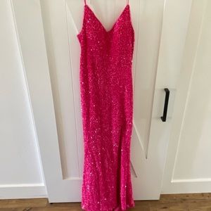 Hot Pink sequin prom dress